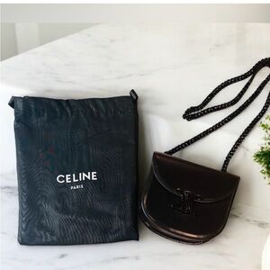 Celine Mini Bag in Dark Brown/Black Patent Leather